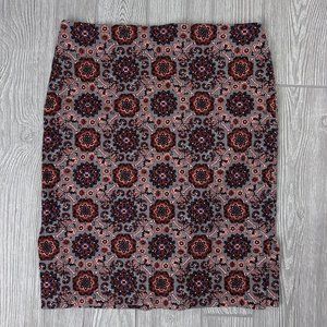 LOFT Tapestry Floral Cotton Pencil Straight Skirt Pink Red Gray Fall Women's 10